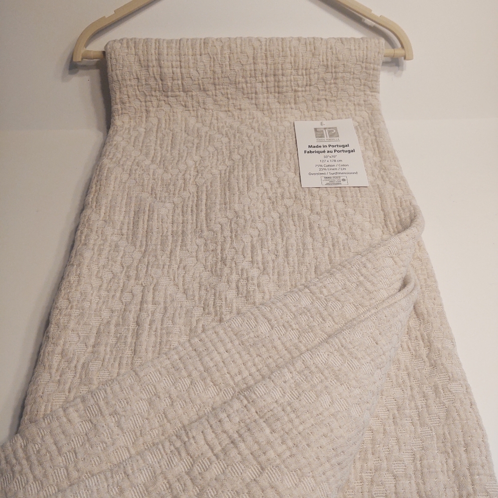 🎁Texteis Penedo Cotton/Linen Oversized Throw Blanket - Textured Oatmeal